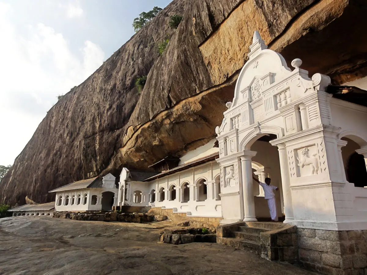 Dambulla Cave Temple built beneath Dambulla Rock